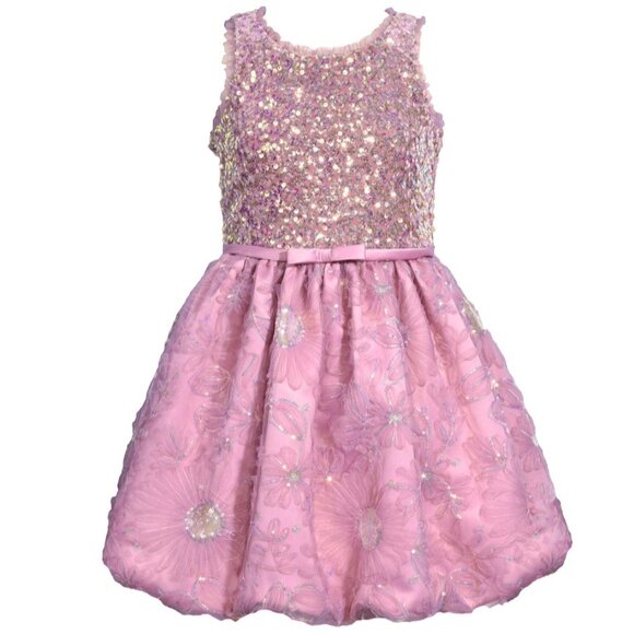 Bonnie Jean Girls Size 4-16 Sequin Bonaz Bubble Hem Dress